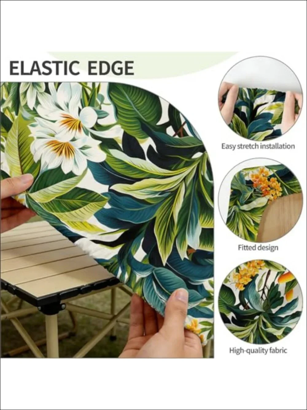 Outdoor Tablecloth w/ Umbrella Hole Zippered Fitted Waterproof Polyester 48x30